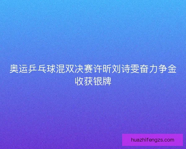 奥运乒乓球混双决赛许昕刘诗雯奋力争金收获银牌 奥运乒乓球混双决赛许昕刘诗雯奋力争金收获银牌